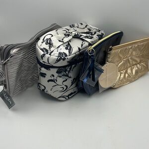 Ulta Cosmetic Bags, Gold/Silver/Blue, Lot Of 4, New